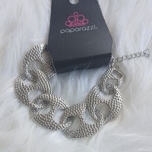 Paparazzi Silver Textured Chain Bracelet CROCODILE STYLE